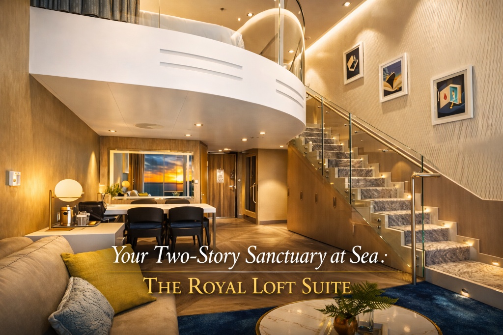 Luxury two-story Royal Loft Suite with modern architectural stairs and Star Class amenities, part of the Journeyvibe Star Class collection.